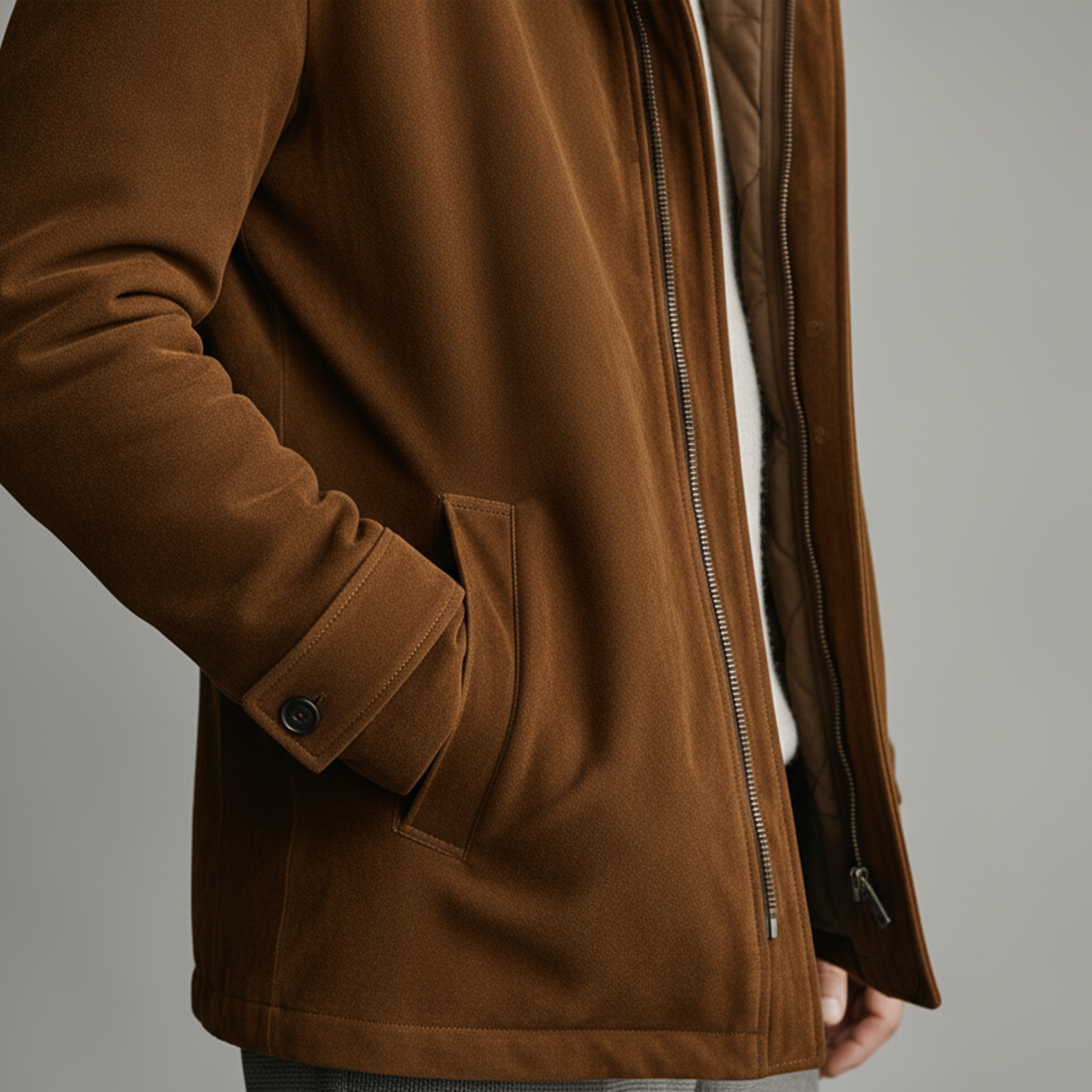 Men's Classic Retro Western Faux Suede Hooded Zip-Up Jacket MTA2210J7K