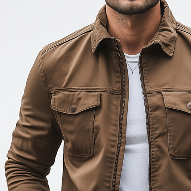 Men's Vintage Casual Cotton Washed Lapel Zipper Jacket MTA1868I1TO