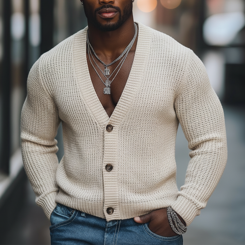 Men's Spring Fashion Cotton Knit Button-up Cardigan MTZ0999A5P