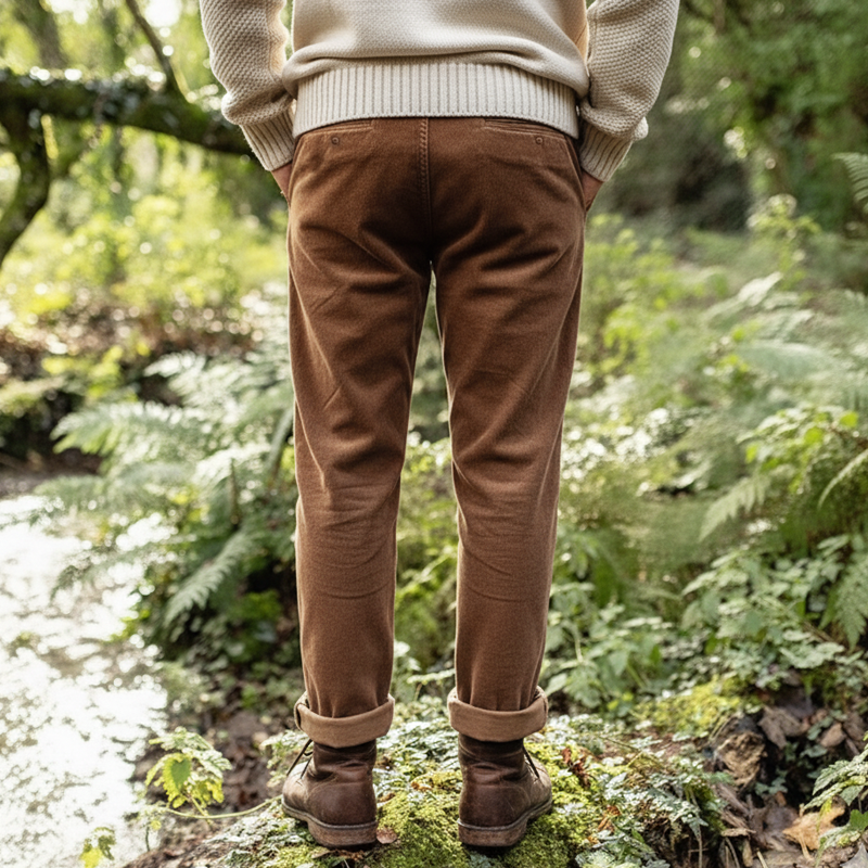 Men's Classic Elegant Brown Corduroy Straight Pants MTA1191J1U