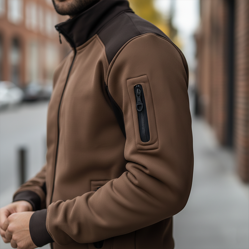 Men's Winter Retro Cotton Blend Patchwork Stand Collar Zipper Jacket MTA2998J0P