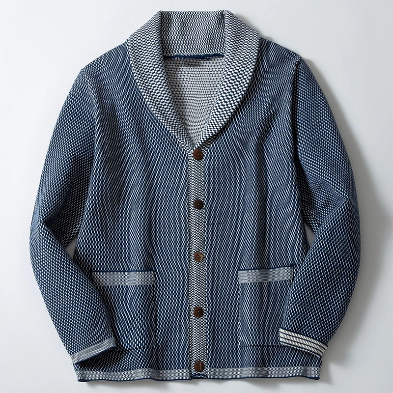 Men's Contrast Lapel Casual Knitted Cardigan MTA2527H7X