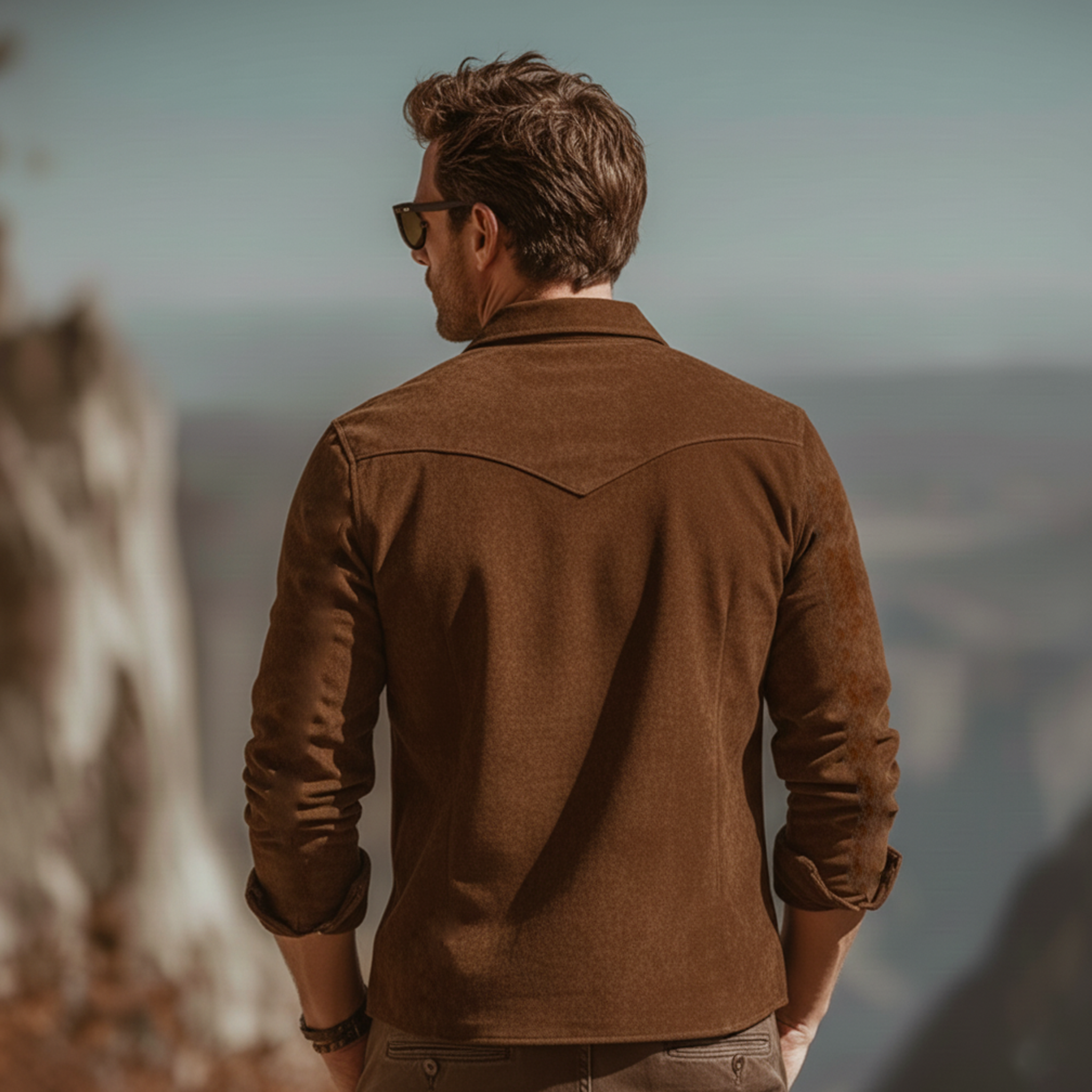 Men's Classic Vintage Embroidered Faux Suede Long-sleeved Shirt MTA2210L2K