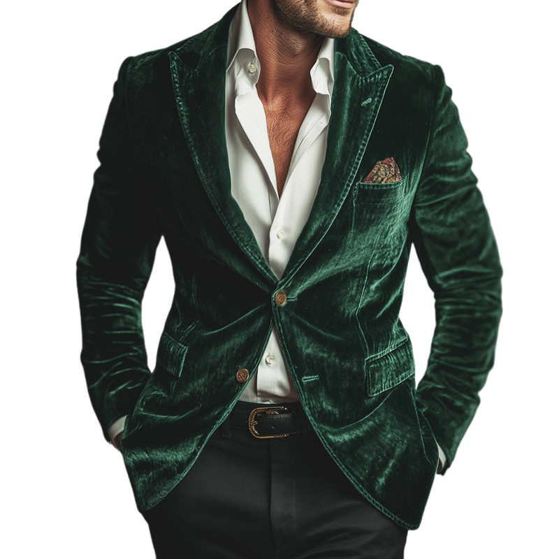 Men's Retro Casual Velvet Blazer MTA1292K6TO