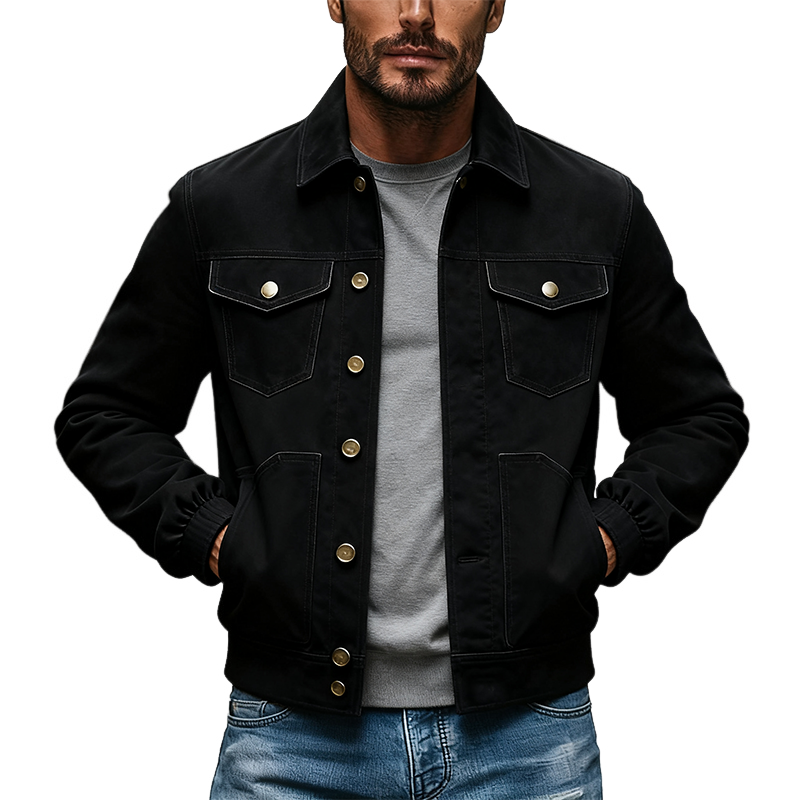 Men's Vintage Motorcycle Style Faux Suede Slim Fit Jacket MTA2419J4X