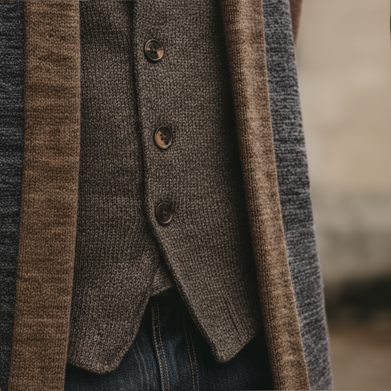 Men's Winter Retro Stitching Faux Cashmere Knit Cardigan MTA1631J6P