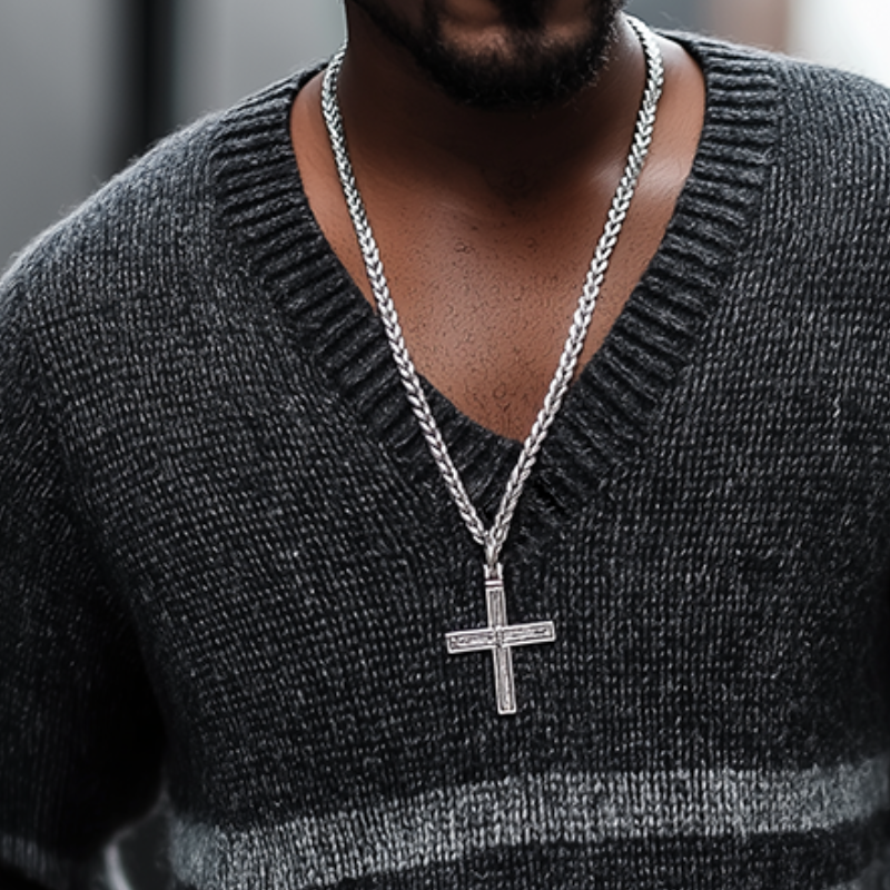 Men's Retro Casual Knit Striped V-Neck Sweater MTA2667L4TO