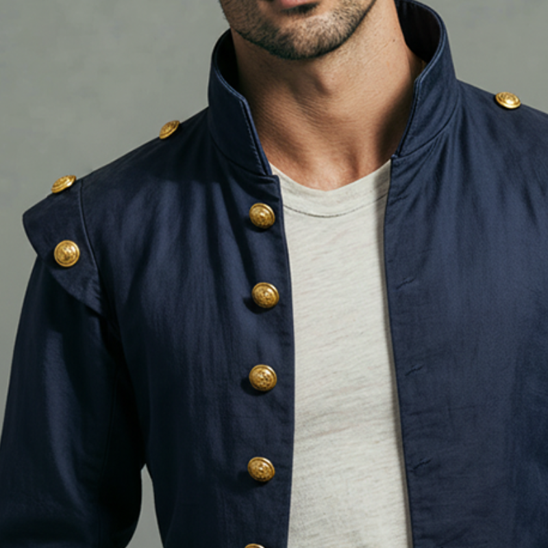 Men's Retro Casual Musketeer Stand Collar Button Jacket MTA3002K9TO