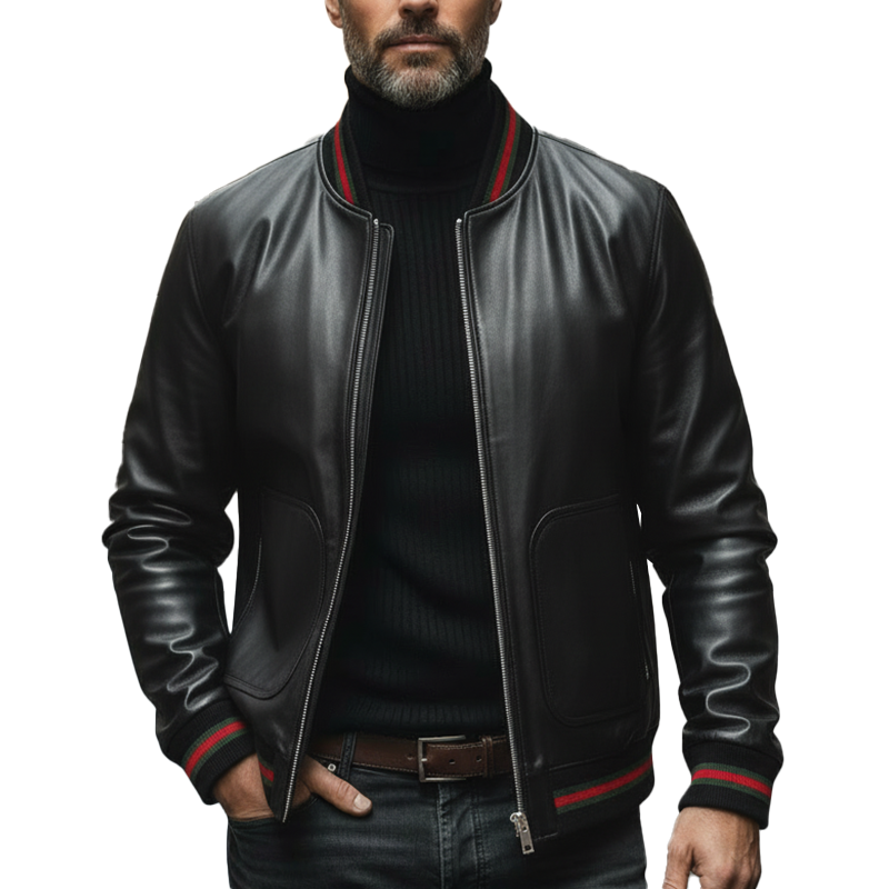 Men's Winter Vintage PU Faux Leather Zip-up Jacket MTA1741L4P