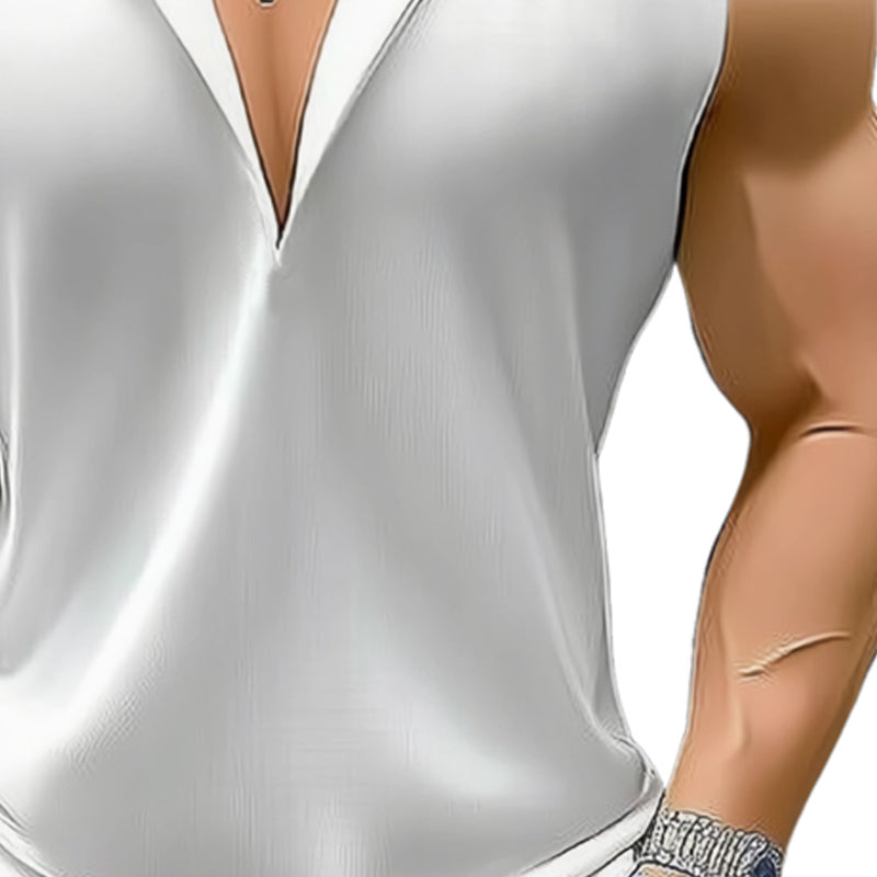 Men's Summer Basic Lapel Knitted Tank Top MTA0923E0U