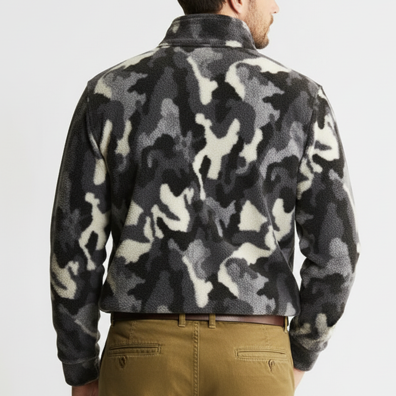 Men's Classic Camouflage Faux Lambskin Quarter Collar Sweatshirt MTA1794J0U