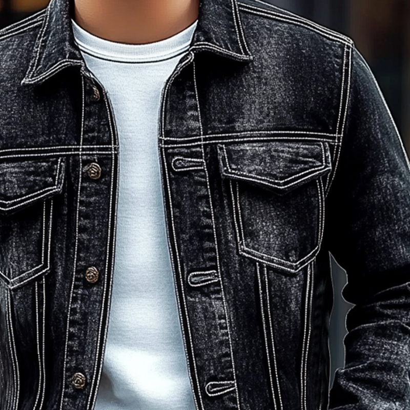 Men's Vintage Washed Distressed Lapel Denim Jacket MTA1516I4X
