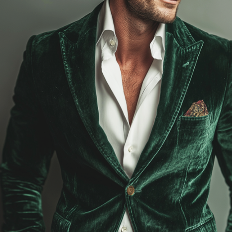 Men's Retro Casual Velvet Blazer MTA1292K6TO