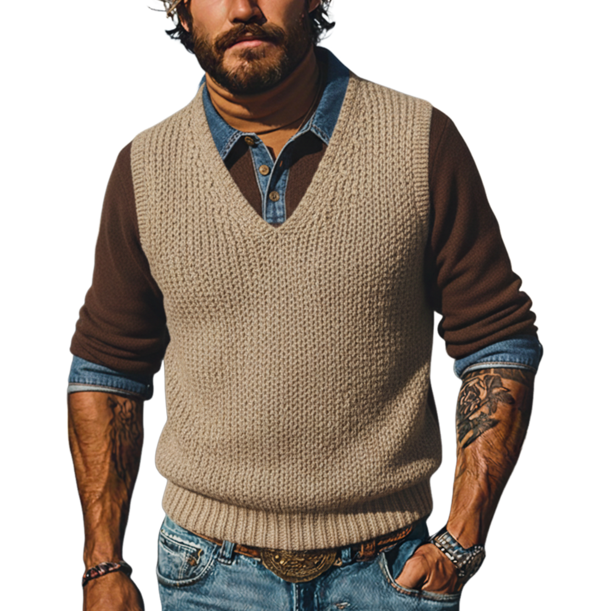 Men's Classic Casual V-Neck Knitted Vest MTA1272K9K