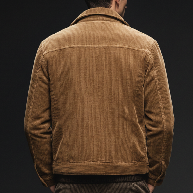 Men's Classic Camel Brown Corduroy Button-Up Jacket MTA0638K0U