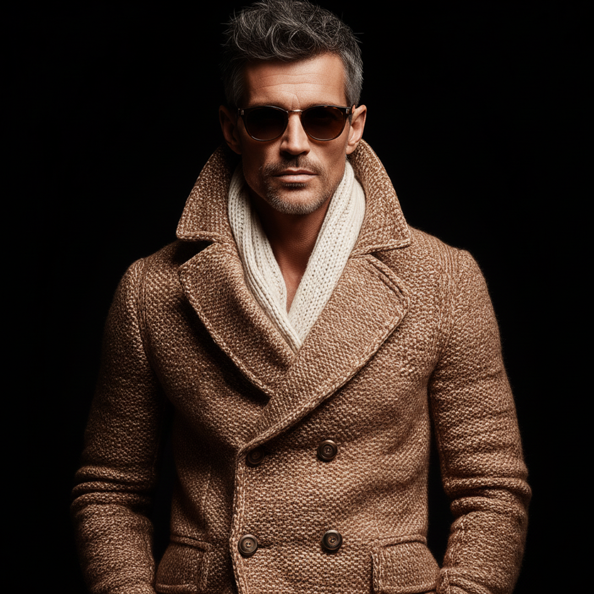 Men's Classic Retro Tough Style Double-breasted Lapel Slim Knitted Cardigan MTA1059J2K