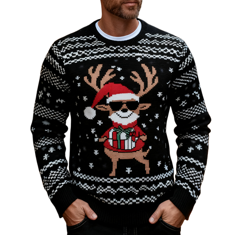 Men's Retro Casual Christmas Knit Crew Neck Sweater MTA0576K5TO