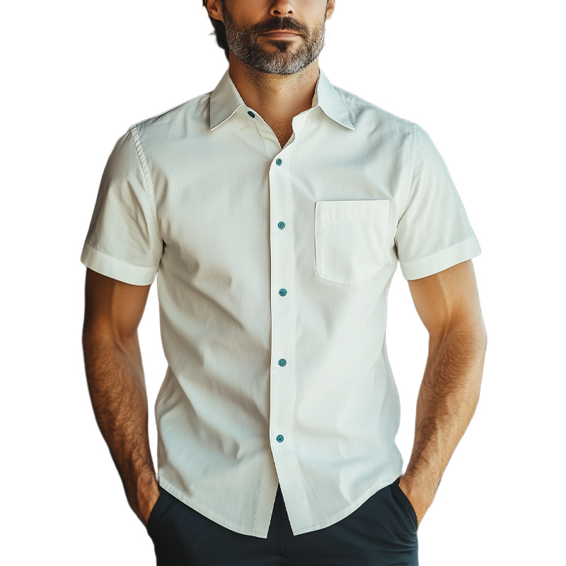 Men's Summer Basic Cotton Short Sleeve Shirt MTA1793F5U