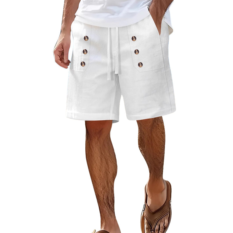 Herre ensfargede, avslappede dobbeltspente shorts MTA2258E3X