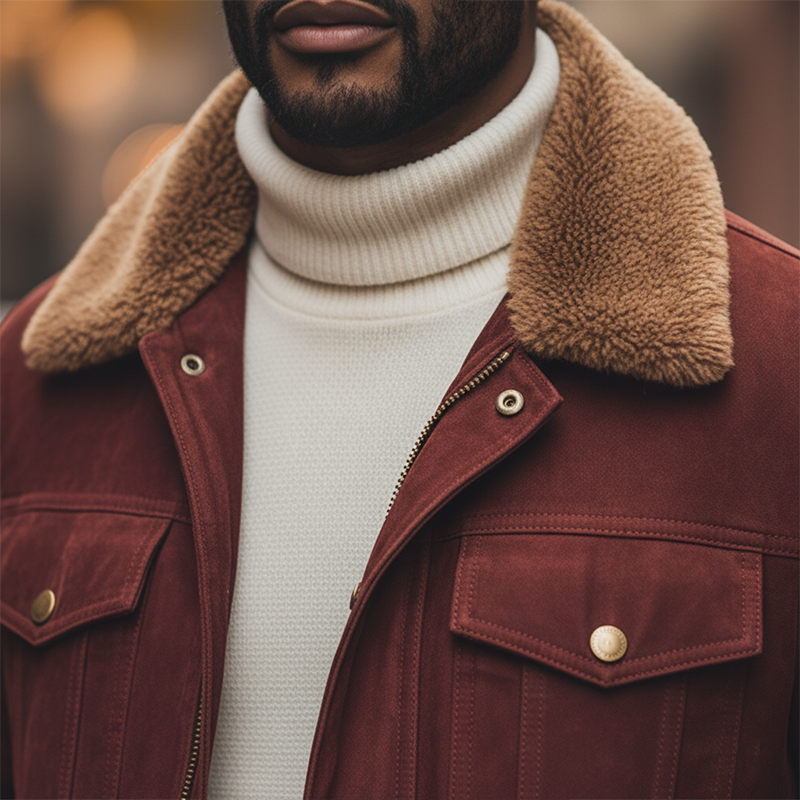 Men's Winter Retro Faux Suede Collar Jacket MTA0542K1P