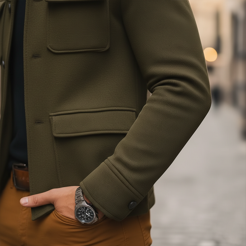 Men's Winter Retro Solid Color Faux Wool Short Coat MTA3046J8P