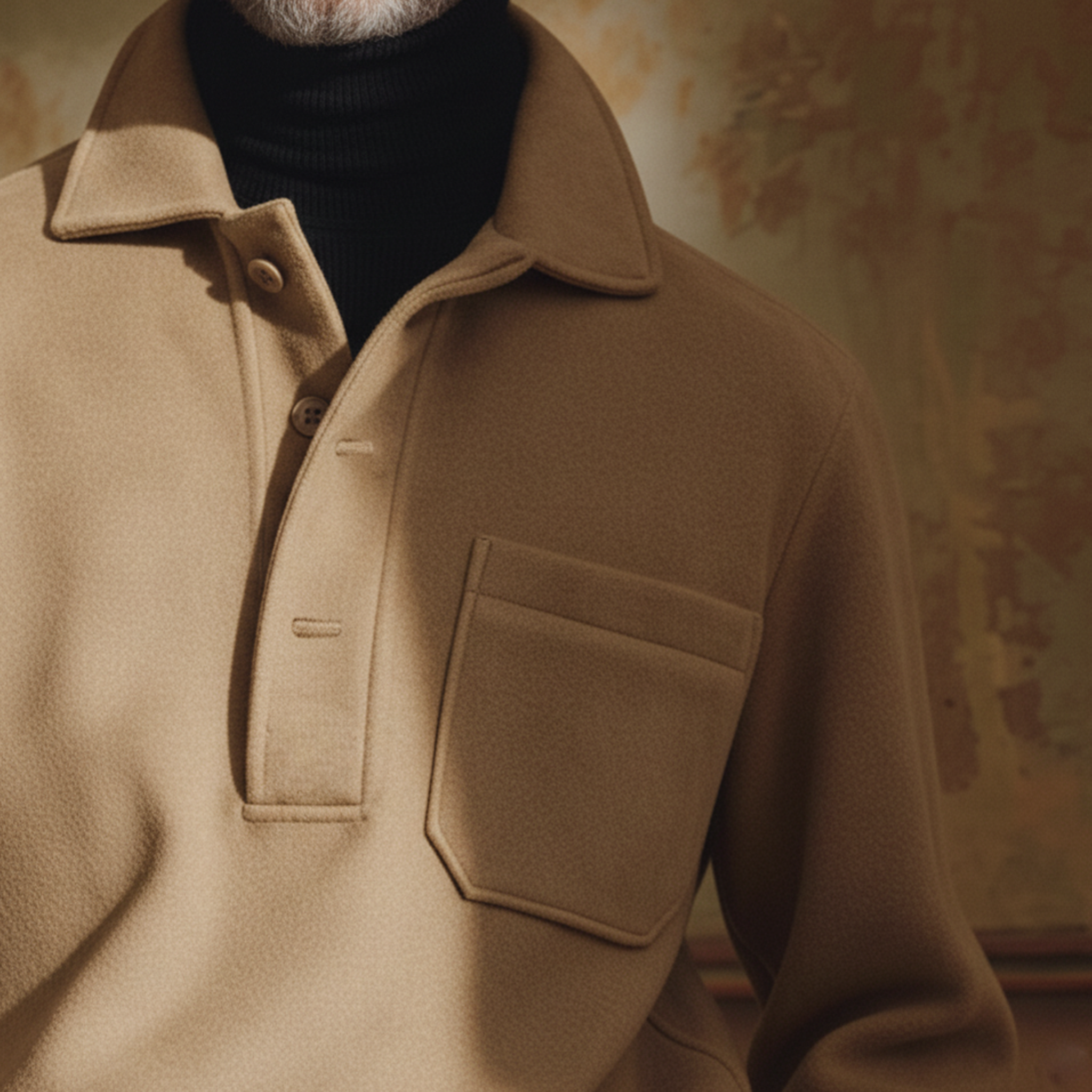 Men's Classic Light Business Faux Wool Polo Shirt MTA0479K1K