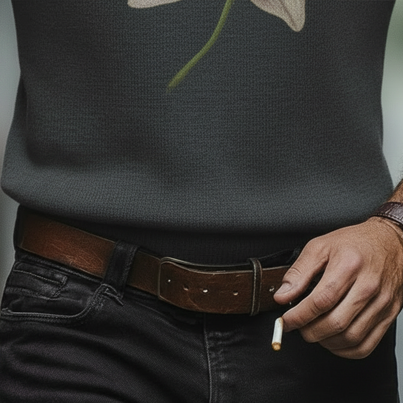 Men's Winter Vintage Cotton Yarn Knitted Jacquard Round Neck Sweater MTA1906L4P