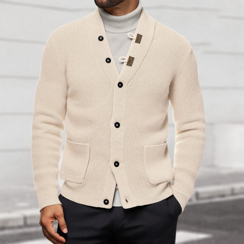 Men's Casual Solid Color V-neck Single-breasted Loose Knitted Cardigan MTA1187H7M