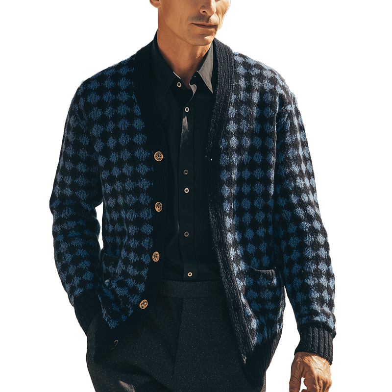 Men's Winter Fashion Diamond Knitted Warm Cardigan MTA0442I8P