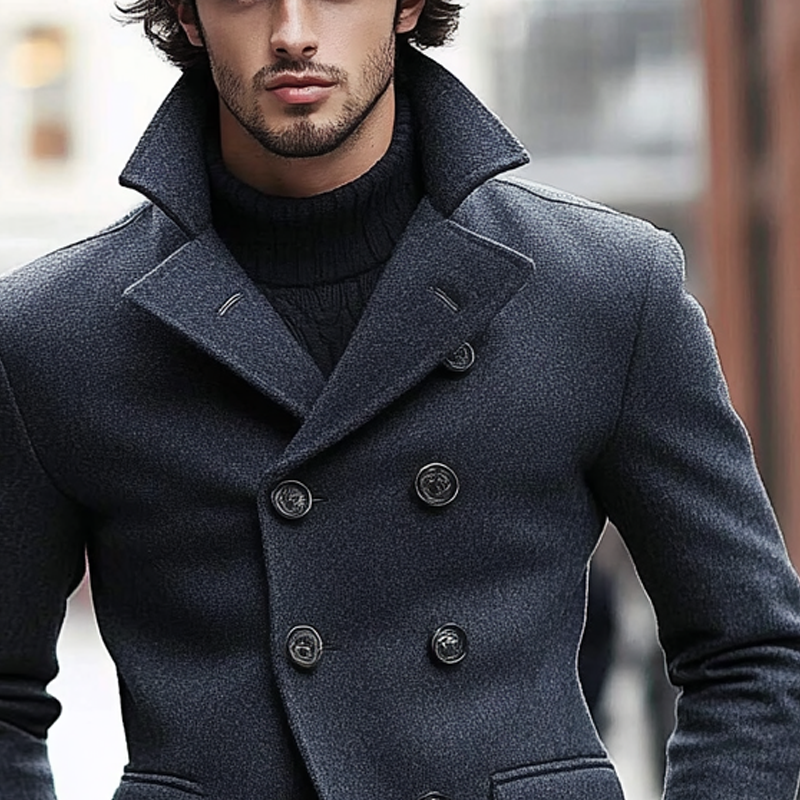 Men's Faux Wool Blend Double-breasted Lapel Jacket MTA0869I8X
