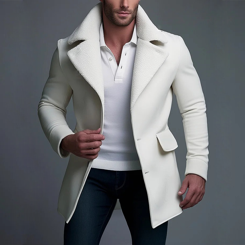 Men's Retro Casual Faux Suede Warm Lapel Mid-Length Jacket MTA1146K2TO