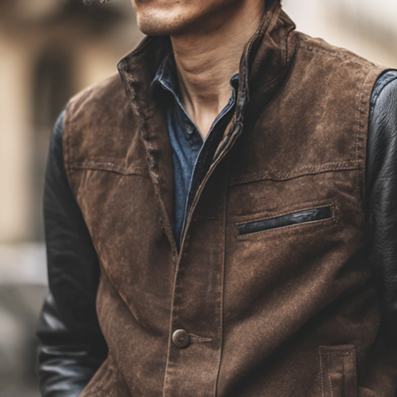 Men's Retro Casual Cotton Washed Stand Collar Button Vest MTA0141I6TO