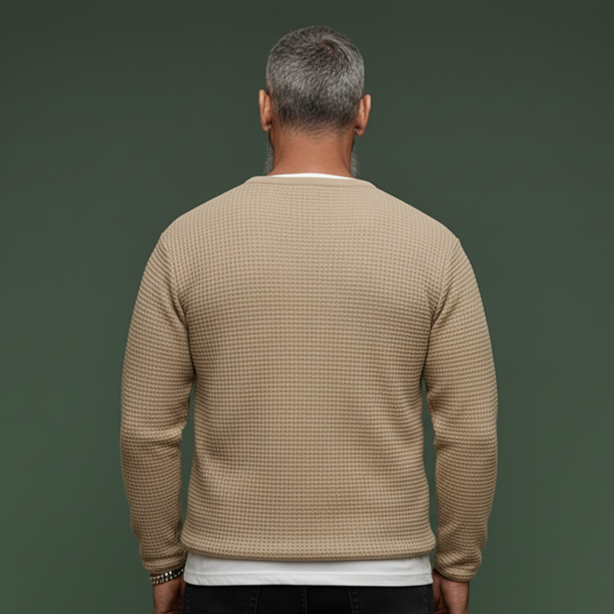 Men's Classic Casual Faux Two-piece Waffle Knit Long-sleeved T-shirt MTA0831L6K