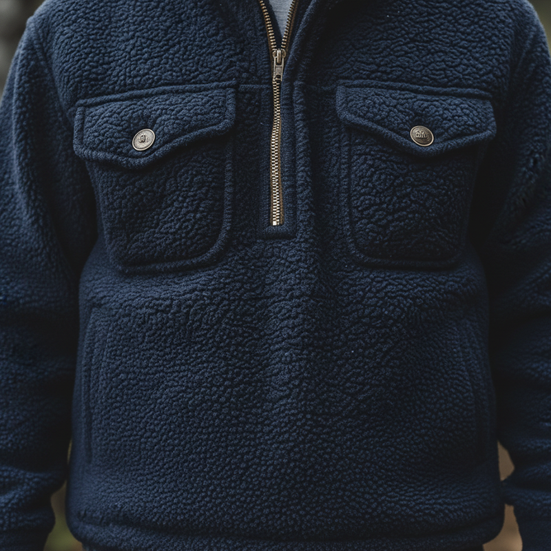 Men's Winter Retro Fleece Half-Zip Warm Sweatshirt MTA1424K5P