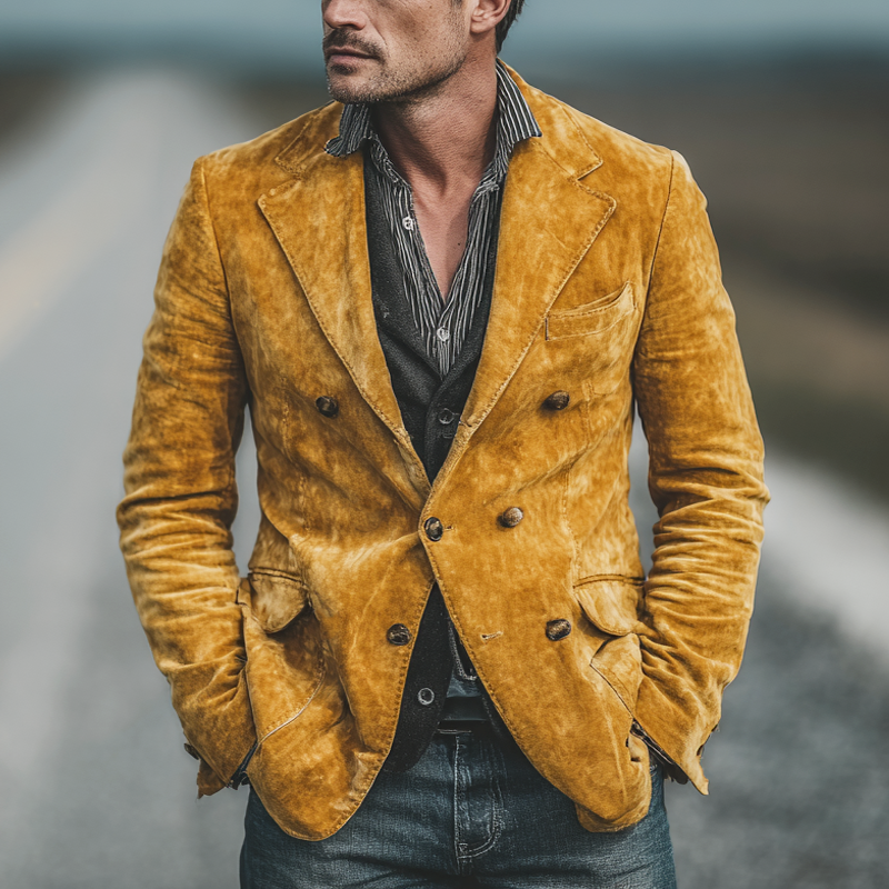 Men's Vintage Velvet Lapel Velvet Blazer MTA1658I2X