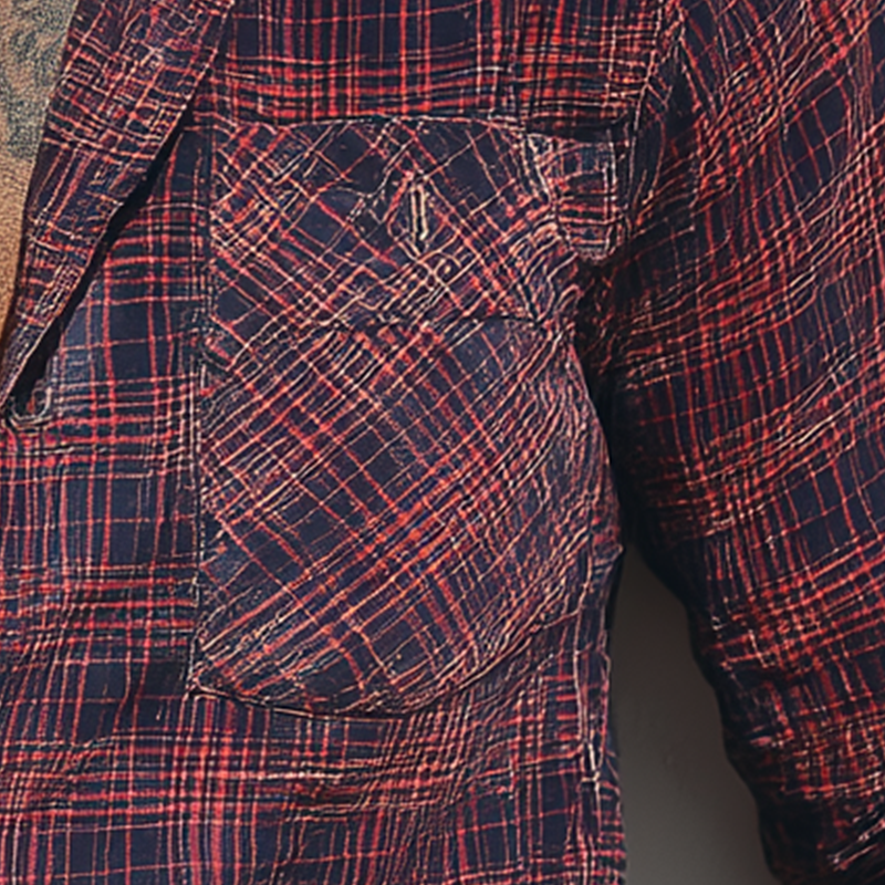 Men's Summer Check Print Cotton Blend Long Sleeve Shirt MTA1572G3P