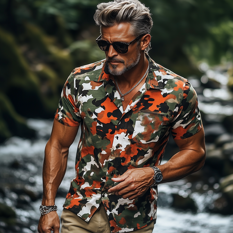 Men's Summer Fashion Camouflage Short Sleeve Shirt MTA0663F3U
