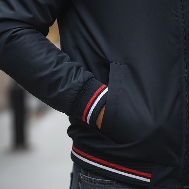 Men's Retro Cotton Blend Ribbed Zipper Jacket MTA1935K2P