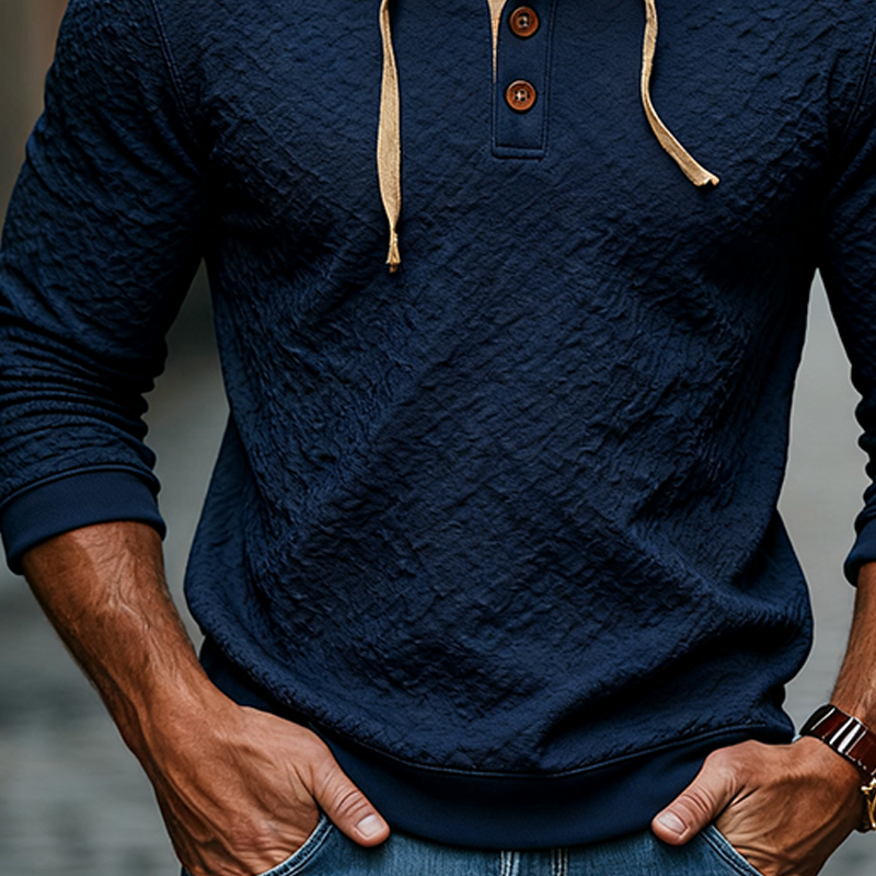 Men's Casual Solid Color Textured Pullover Hoodie MTA2946J0X