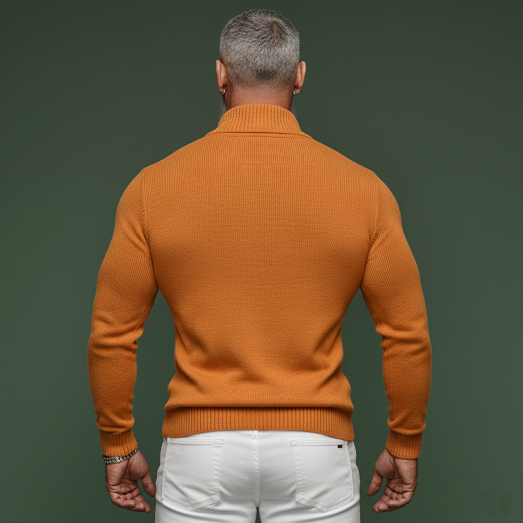 Men's Fashionable Casual Rugged Style Collared Zip-up Slim Fit Sweater MTA2797K6K