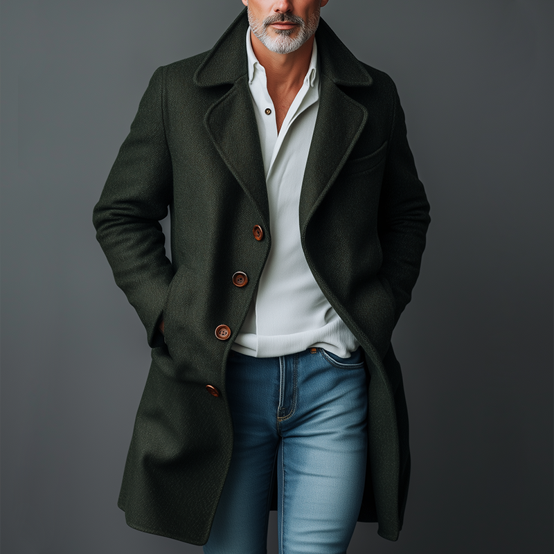 Men's Retro Casual Tweed Single-Breasted Overcoat MTA3063J4TO