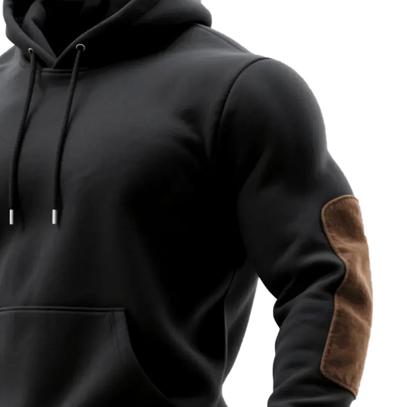 Men's Casual Contrast Faux Suede Pullover Hoodie MTA0941J8X