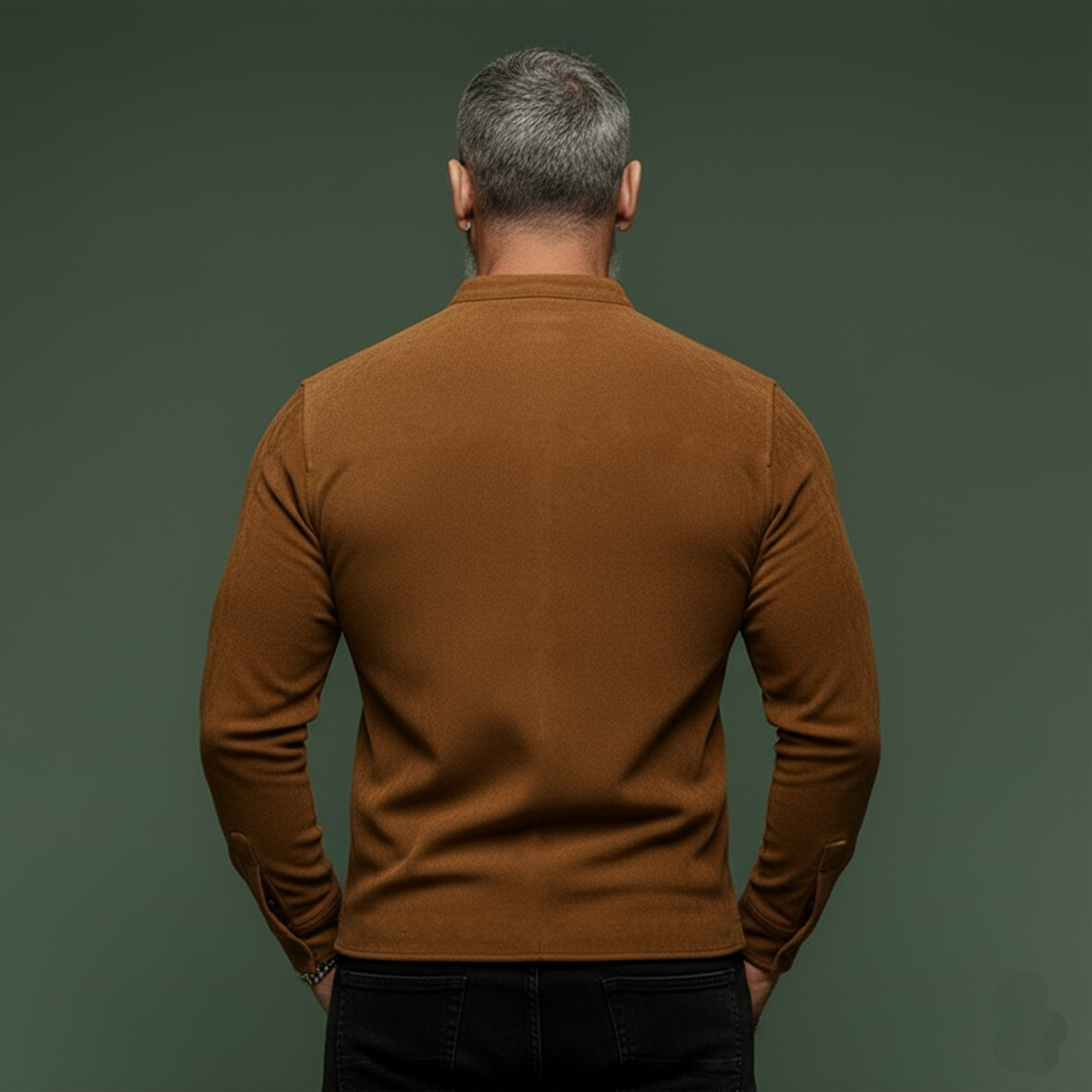 Men's Classic Casual Faux Suede Henley Neck Long-sleeved T-shirt MTZ0479A9K