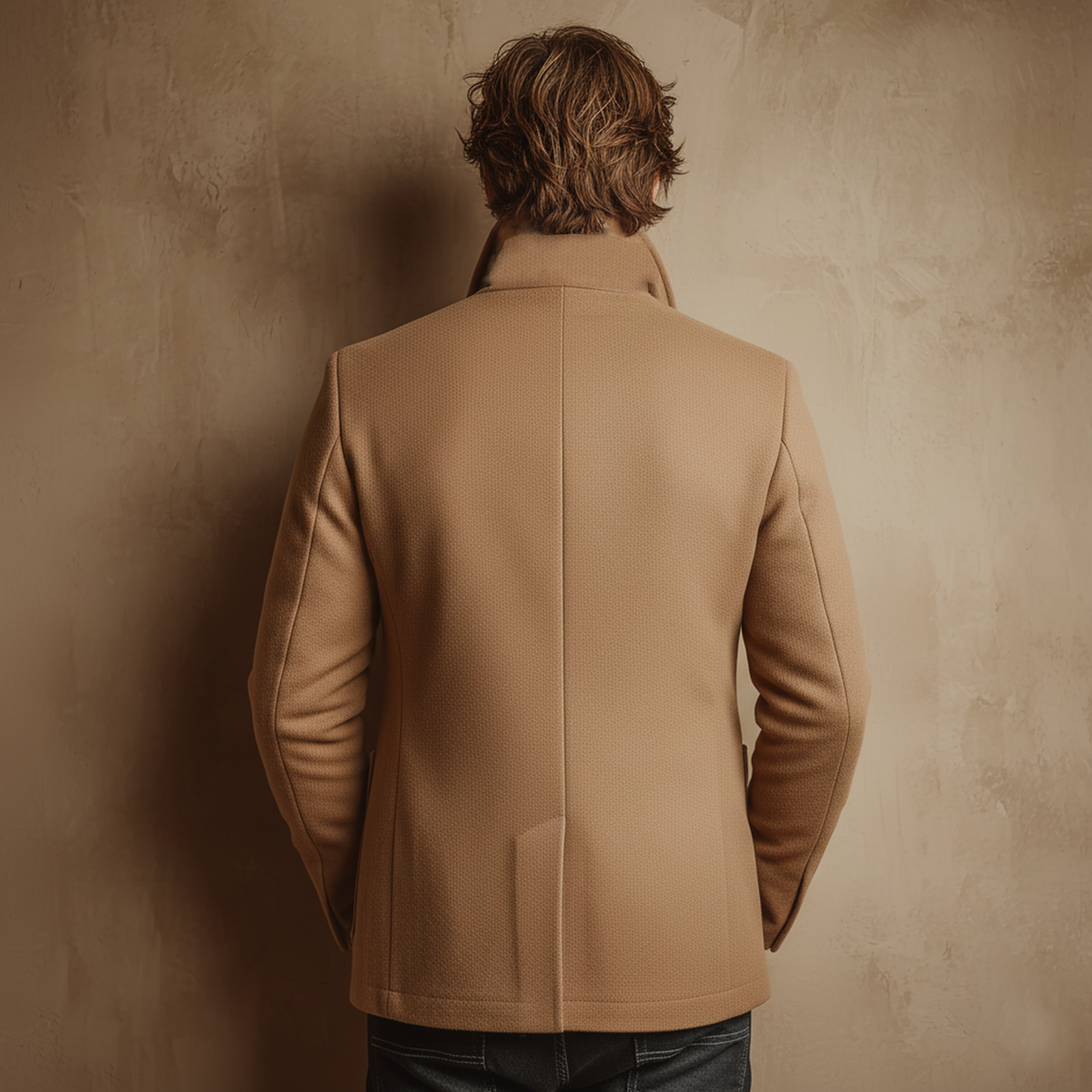 Men's Classic Retro Lapel Embroidered Faux Wool Jacket MTA0663K9K