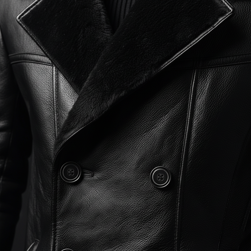 Men's Winter Retro Faux Fur Lined Double-Breasted Jacket MTA2048K1P