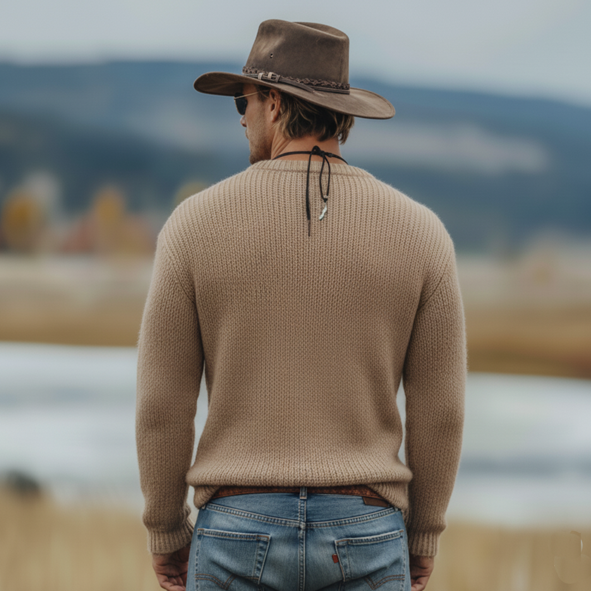 Men's Classic Retro Western Style Jacquard Crew Neck Sweater MTA3029K0K