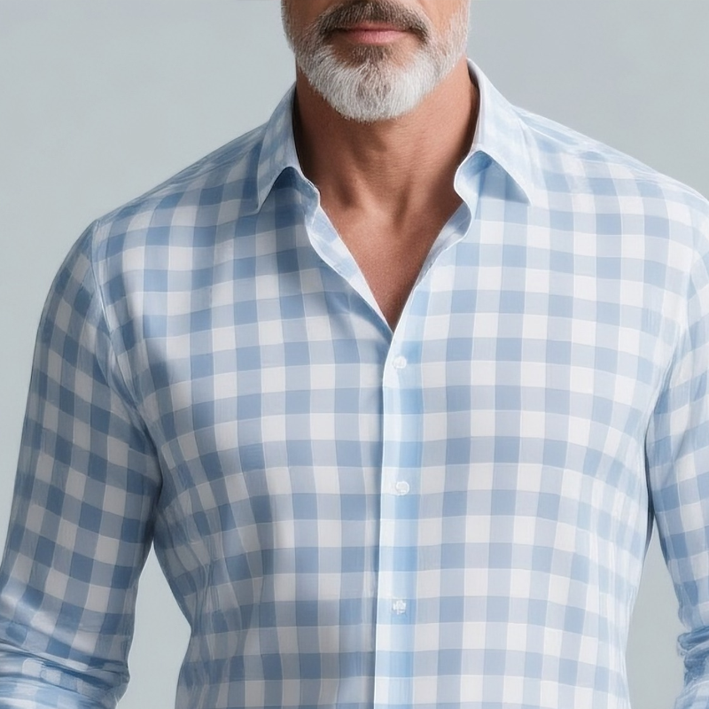 Men's Plaid Lapel Long Sleeve Shirt MTA2805G2Z