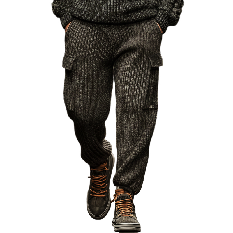 Men's Urban Casual Dark Gray Drawstring Knit Pants MTA1912K8U