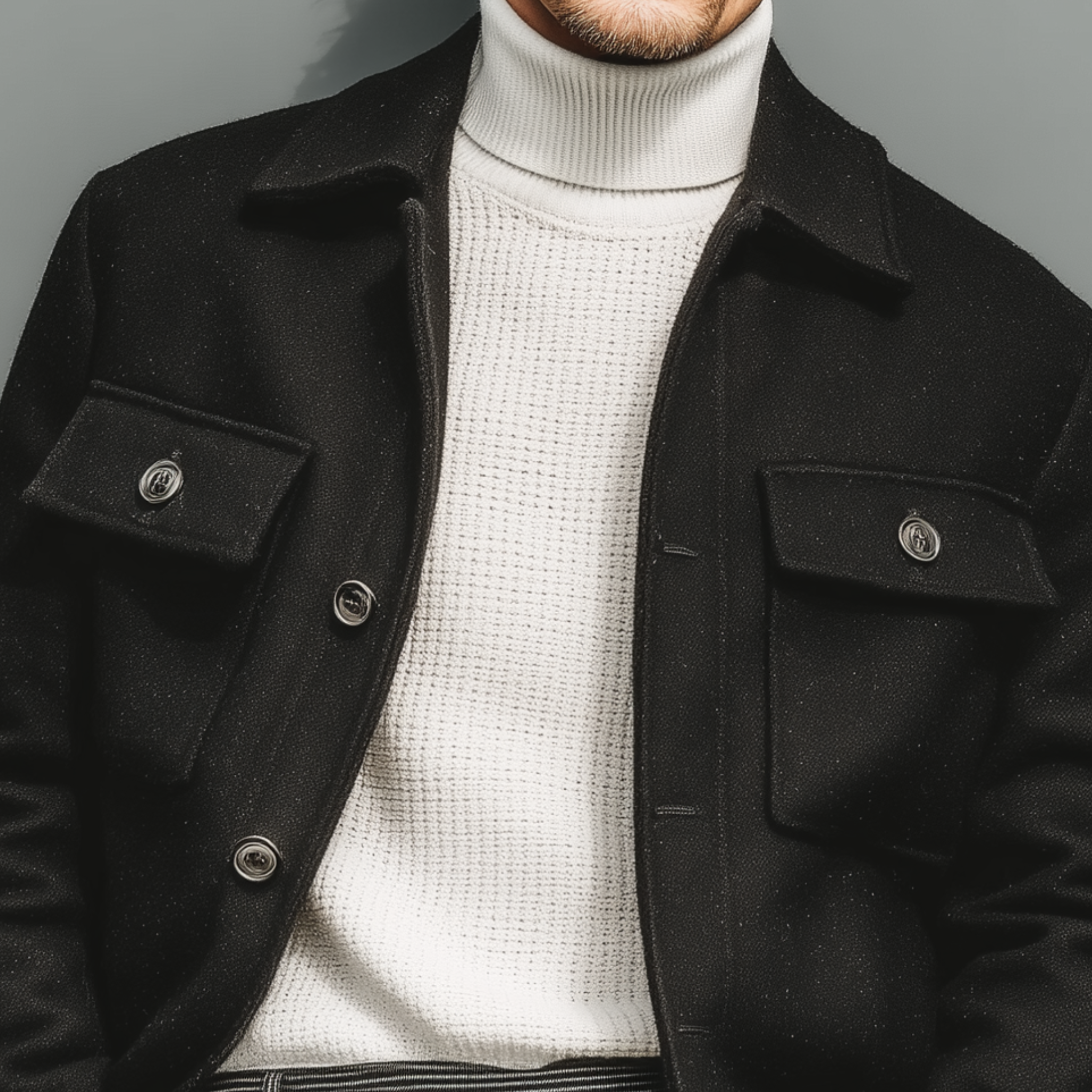 Men's Classic Casual Lapel Faux Woolen Jacket MTA2463I1K