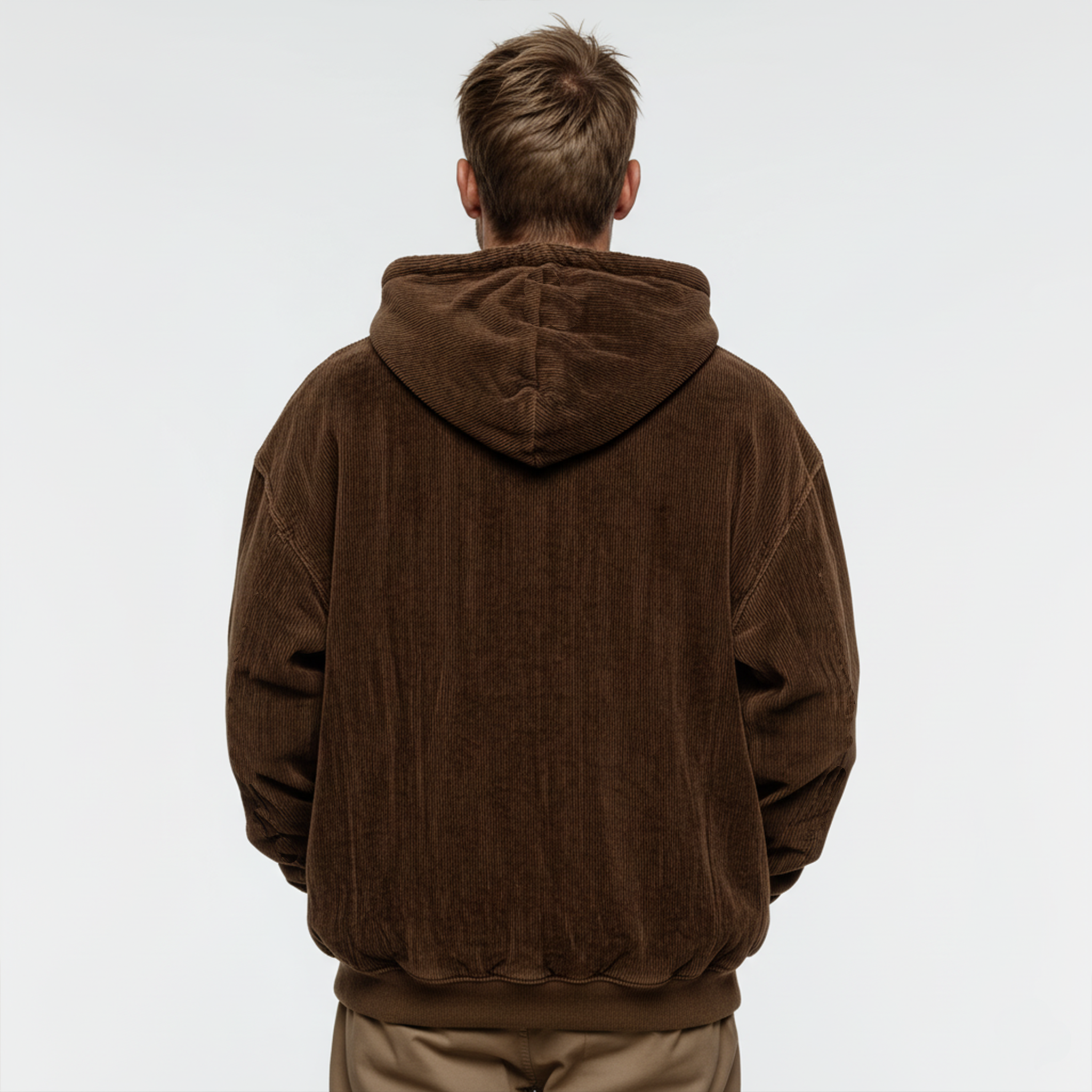 Men's Classic Casual Hooded Zip-Up Corduroy Jacket MTA1393J7K